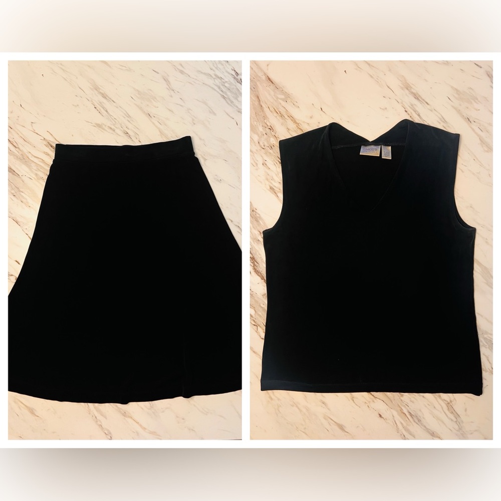 Chico's Travelers Set, sleeveless top & skirt.